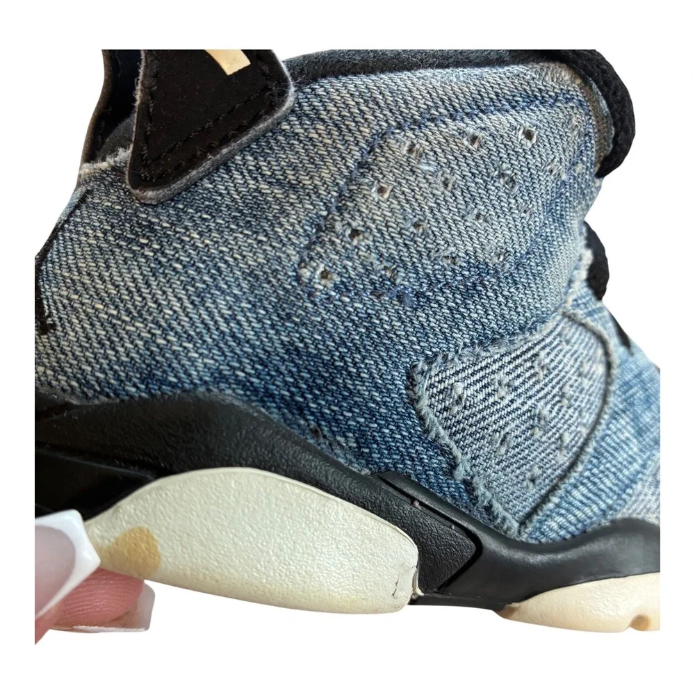 Air Jordan 6 Retro Denim Toddler Shoes‎ CV5488-401 Blue Black Brown Sneakers